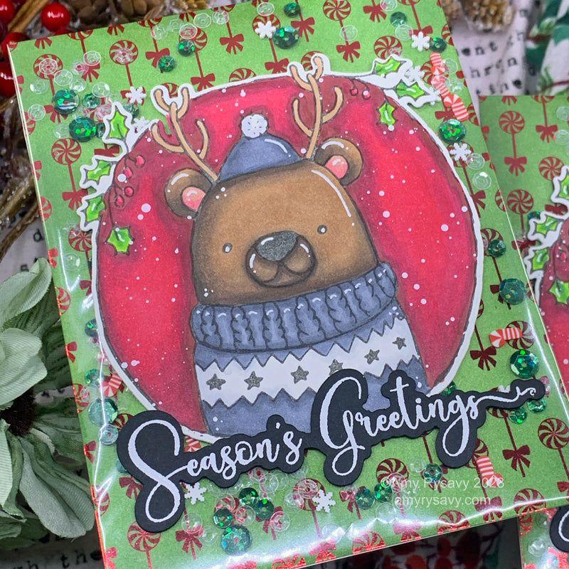 Picket Fence Studios Beary Christmas to You Clear Stamps c-151 season's greetings | color-code:ALT01