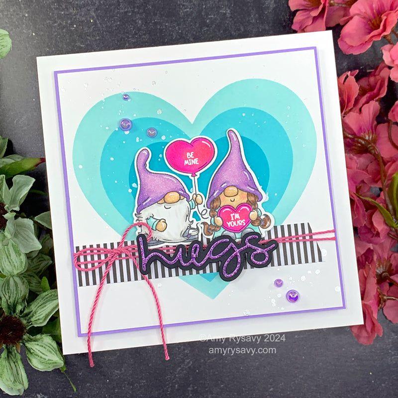 Trinity Stamps Concord Grape Bubbles Embellishment Mix emb-0069 Gnome Hugs Valentine Card | color-code:ALT01