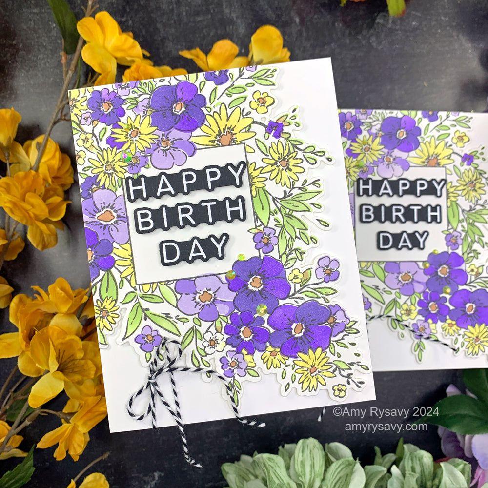 Honey Bee Squared Spring Florals Dies hbds-543 Floral Birthday Cards | color-code:ALT01