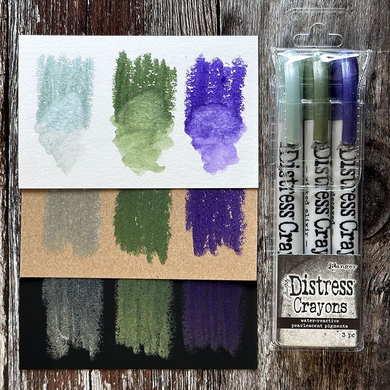 Ranger Tim Holtz Distress Halloween Pearl Crayon Set 6 tshk84358 Color Swatches