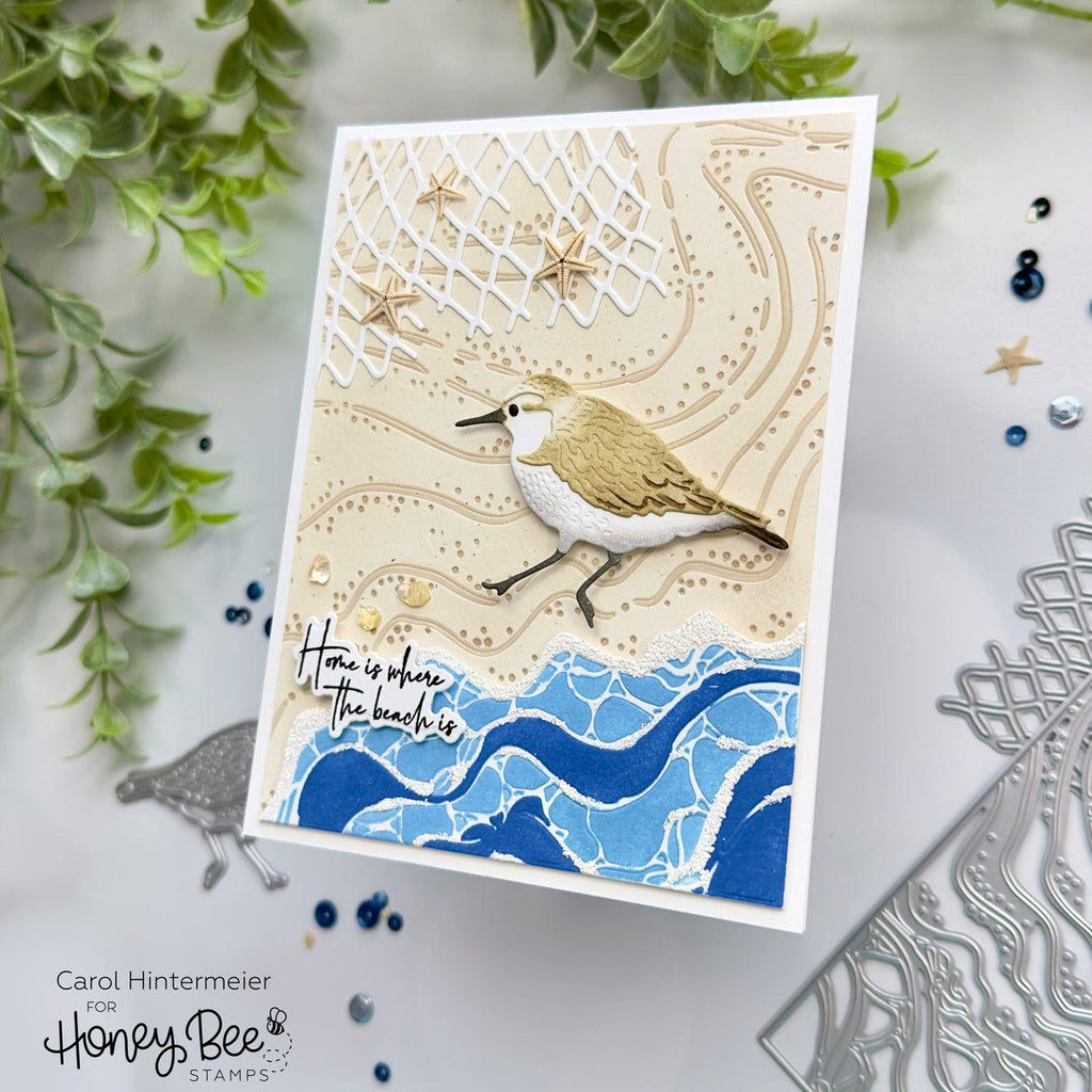 Honey Bee Lovely Layers Sandpiper Dies hbds-llsandp Home Is Where The Beach Is Card