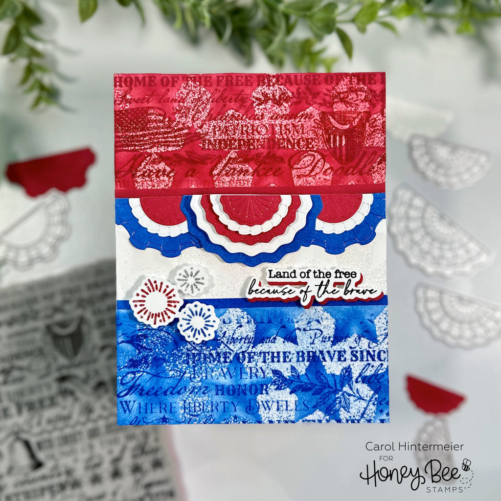 Honey Bee Lovely Layers Bunting Dies hbds-llbunt Land Of The Free Because Of The Brave Card