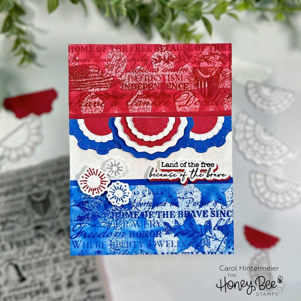 Honey Bee Star Spangled 3D Embossing Folder hbef-018 Land Of The Free Because Of The Brave Card