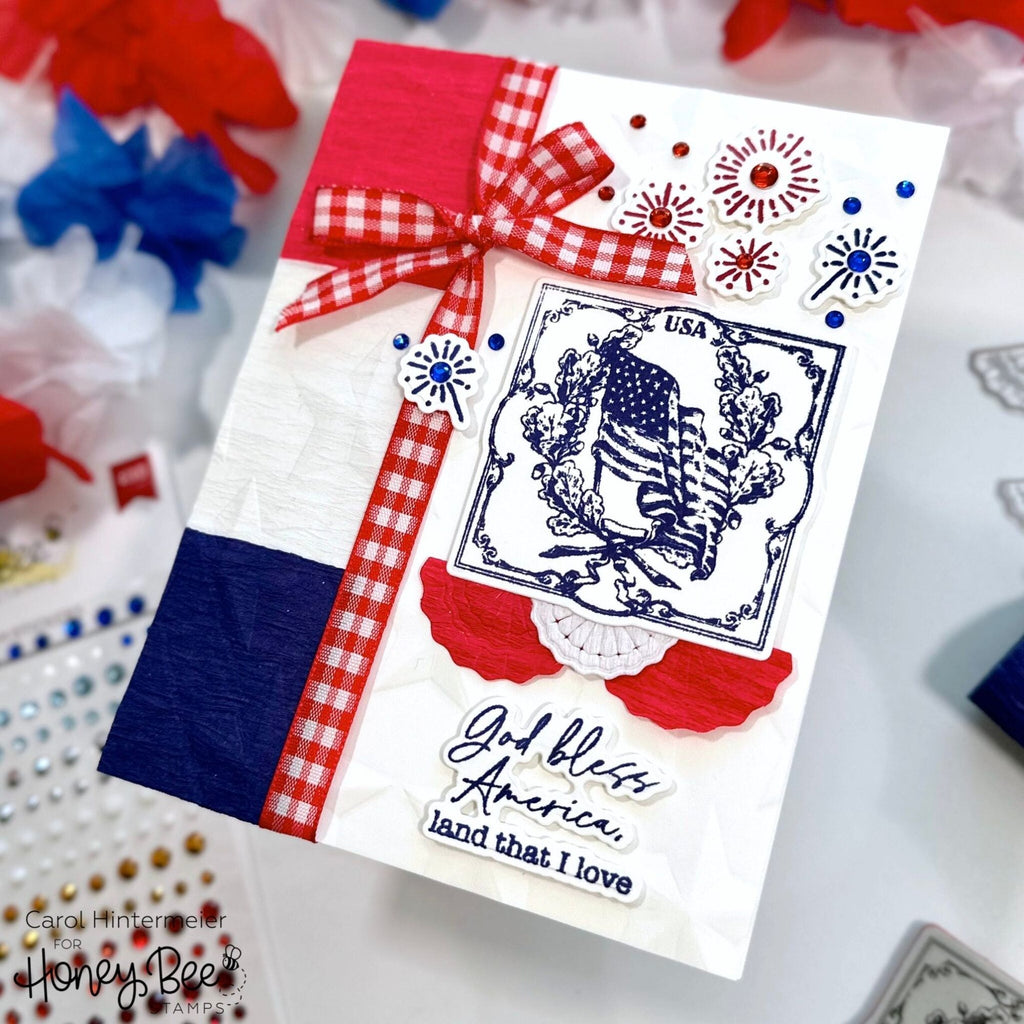 Honey Bee Big Pickup Americana Add On Clear Stamps hbst-600 Independence Day Card | color-code:ALT01