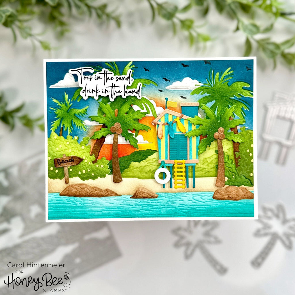 Honey Bee Lovely Layers Beach Houses Dies hbds-llbeach Sunset Card | color-code:ALT01