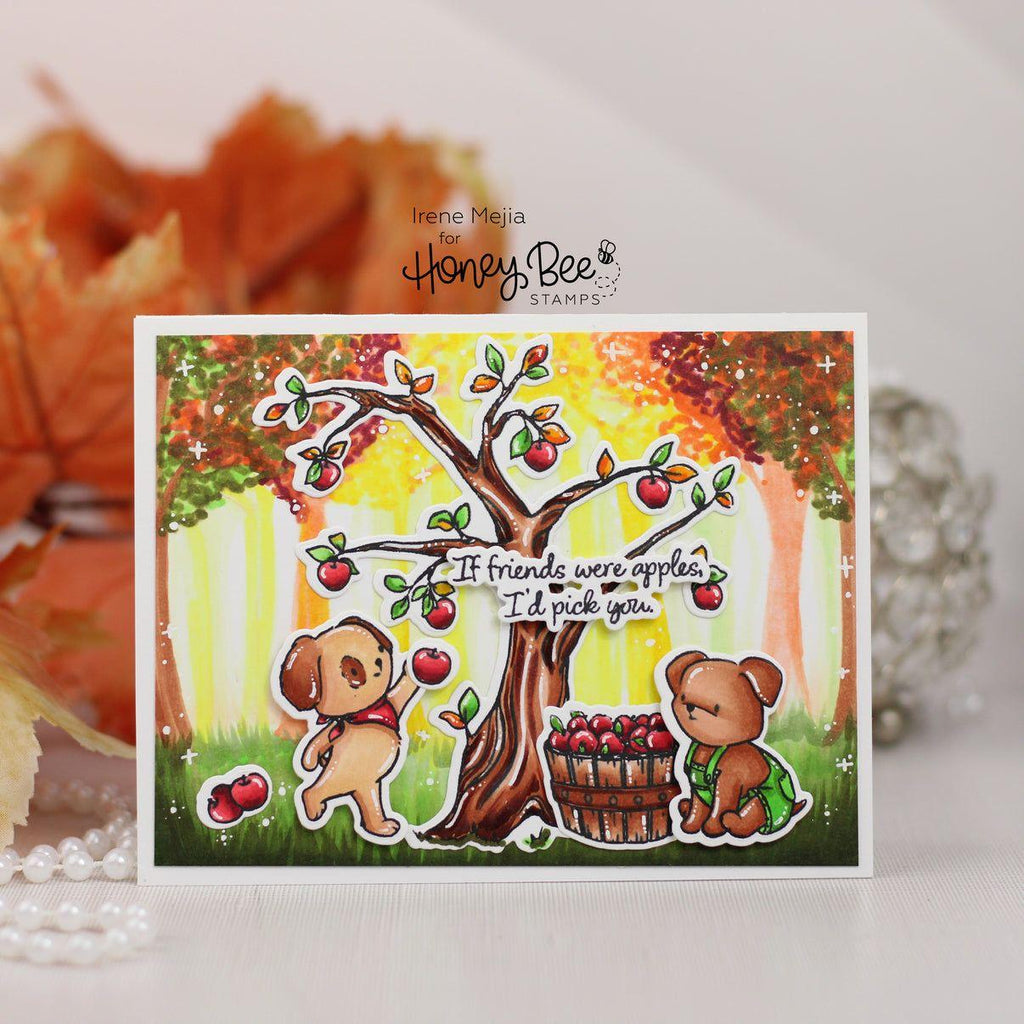 Honey Bee Storybook Fall Dies hbds-612 Autumn Apple Card