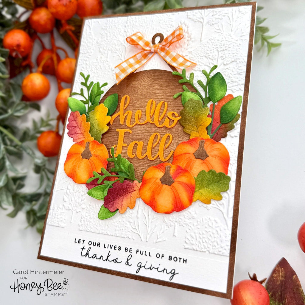 Honey Bee Fall Forest 3D Embossing Folder hbef-019 Hello Fall Card | color-code:ALT01