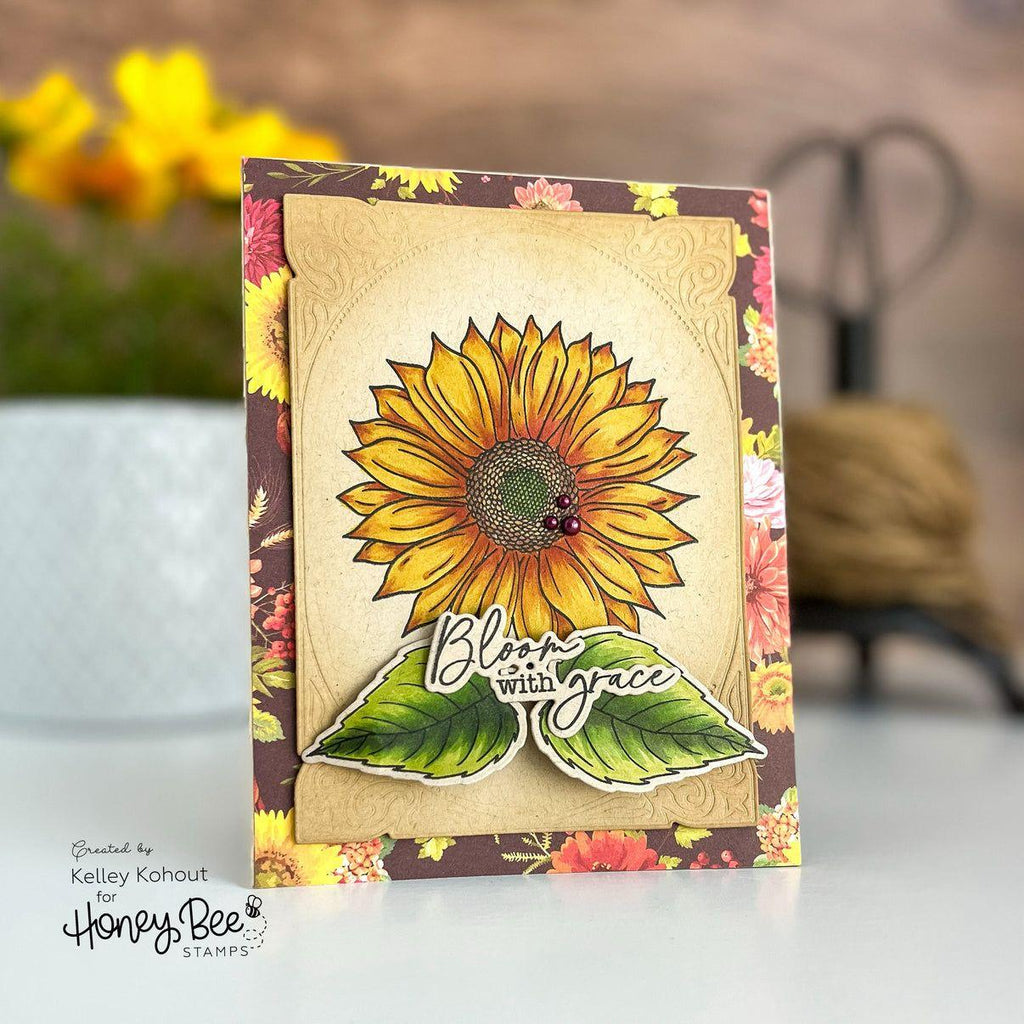 Honey Bee Bloom With Grace Dies hbds-609 Sunflower Card