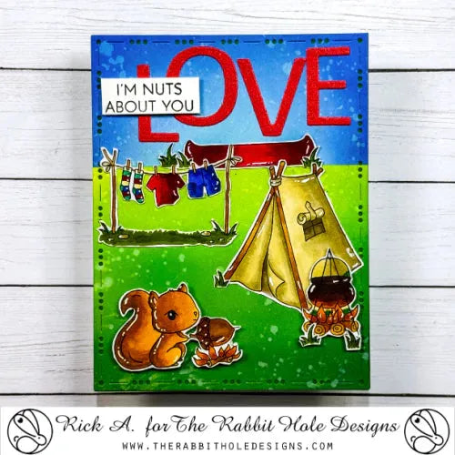 The Rabbit Hole Designs Tenting with Tailette Clear Stamp and Die Set camping