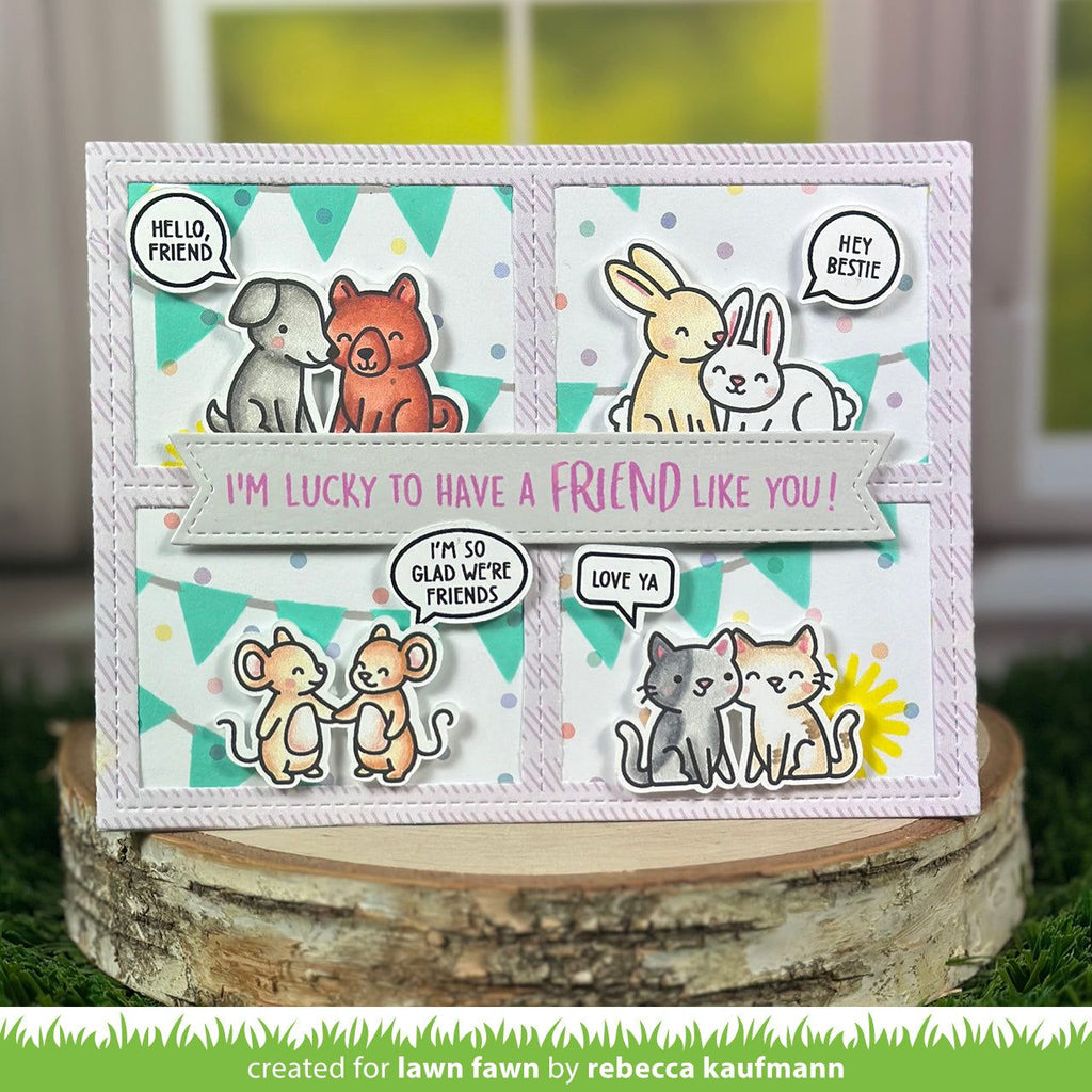 Lawn Fawn All the Speech Bubbles Clear Stamps lf3359 I'm Lucky to Have a Friend Like You | color-code:alt1