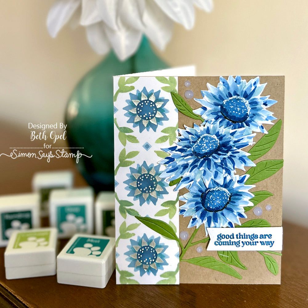 Simon Says Stamp Pawsitively Saturated Ink Cubes Blue Lagoons ssc617 Cheering for You Encouragement Card