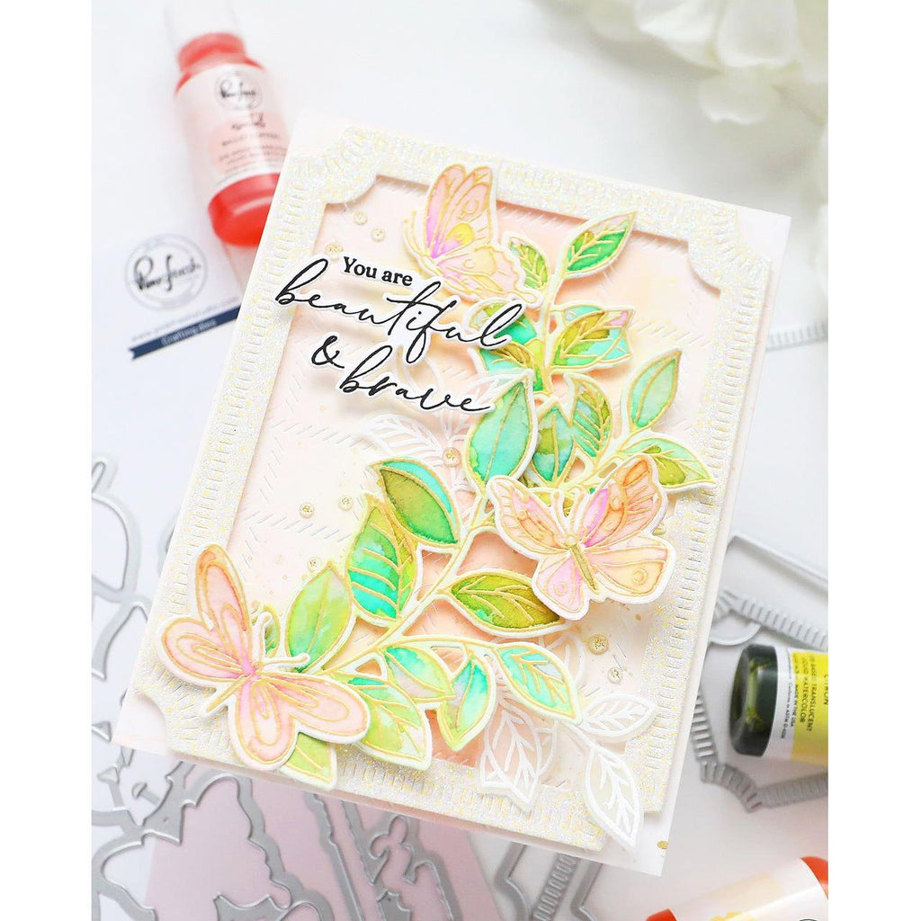 Pinkfresh Studio Fluttering Butterflies Dies 218824 Beautiful And Brave Card | color-code:ALT01