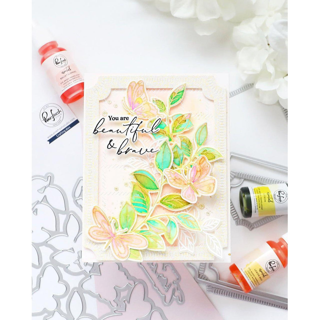 Pinkfresh Studio Notched Corner Frame Dies pf153es Beautiful And Brave Card | color-code:ALT02