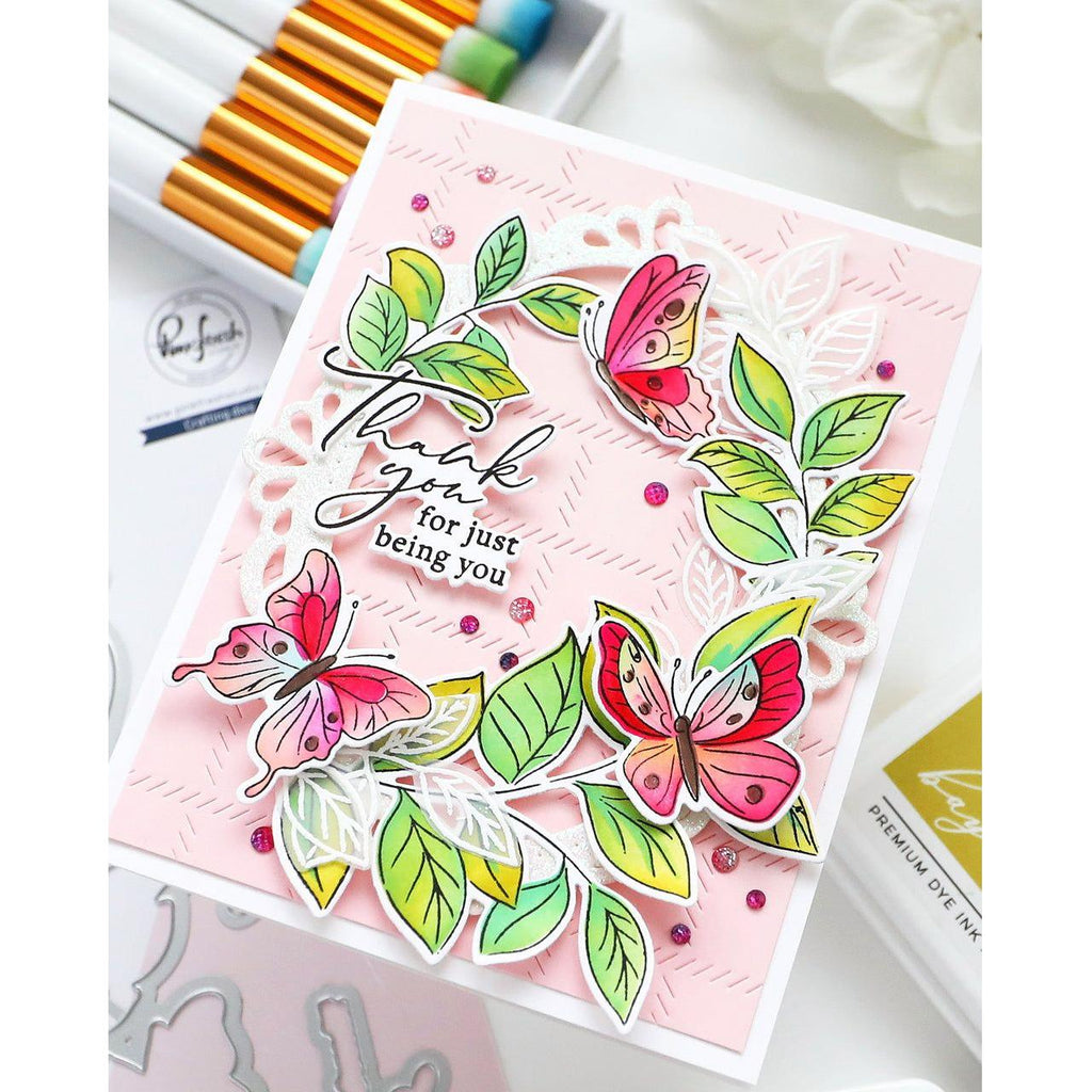 Pinkfresh Studio Fluttering Butterflies Dies 218824 Be Yourself Card | color-code:ALT02