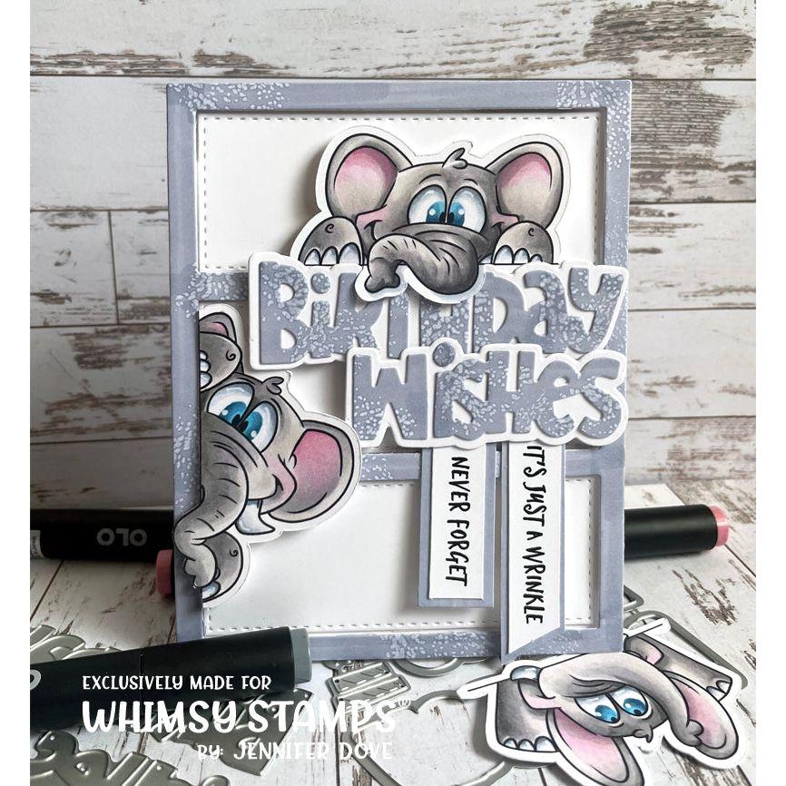 Whimsy Stamps Elephantastic Outline Dies wsd313b birthday wishes