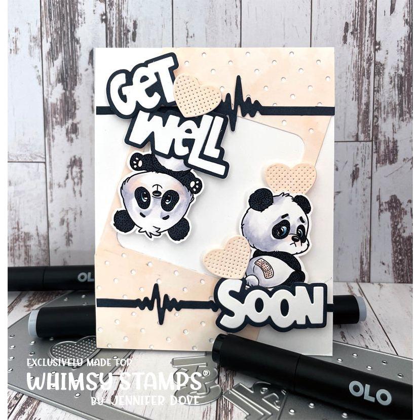 Whimsy Stamps Panda Get Well Outline Dies wsd289a heart