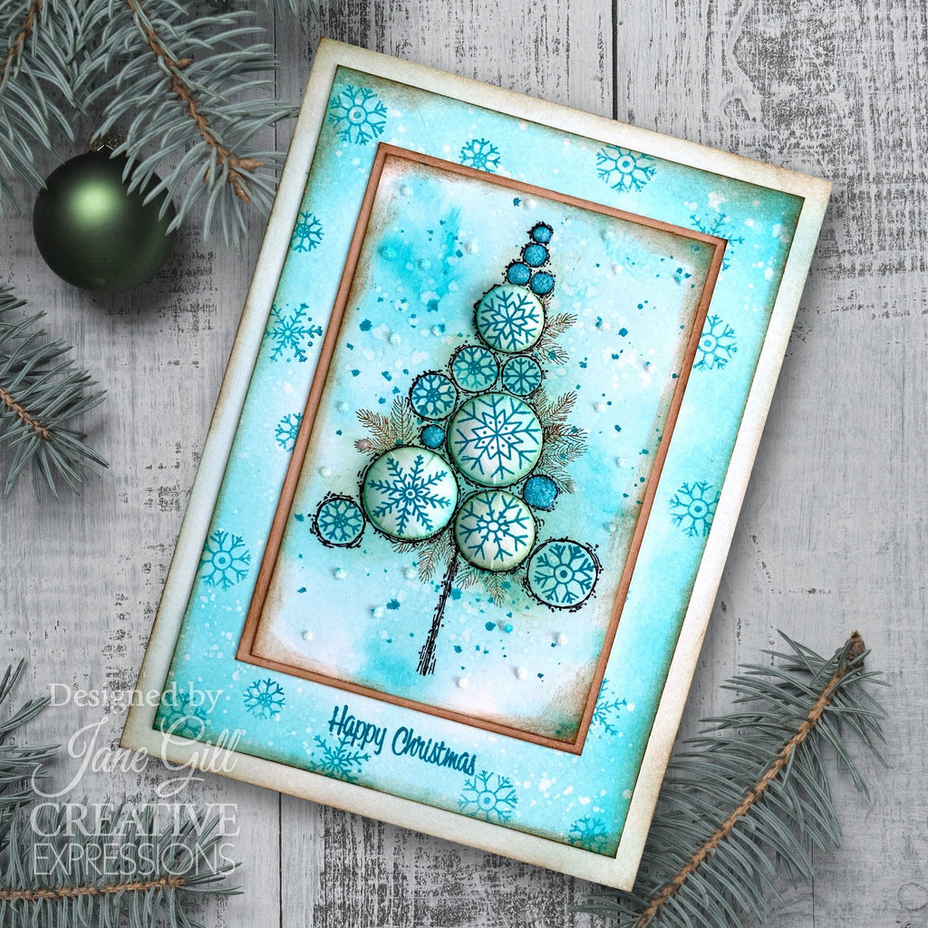 Woodware Craft Collection Bubble Tree Stack Clear Stamps jgs851 blue christmas card