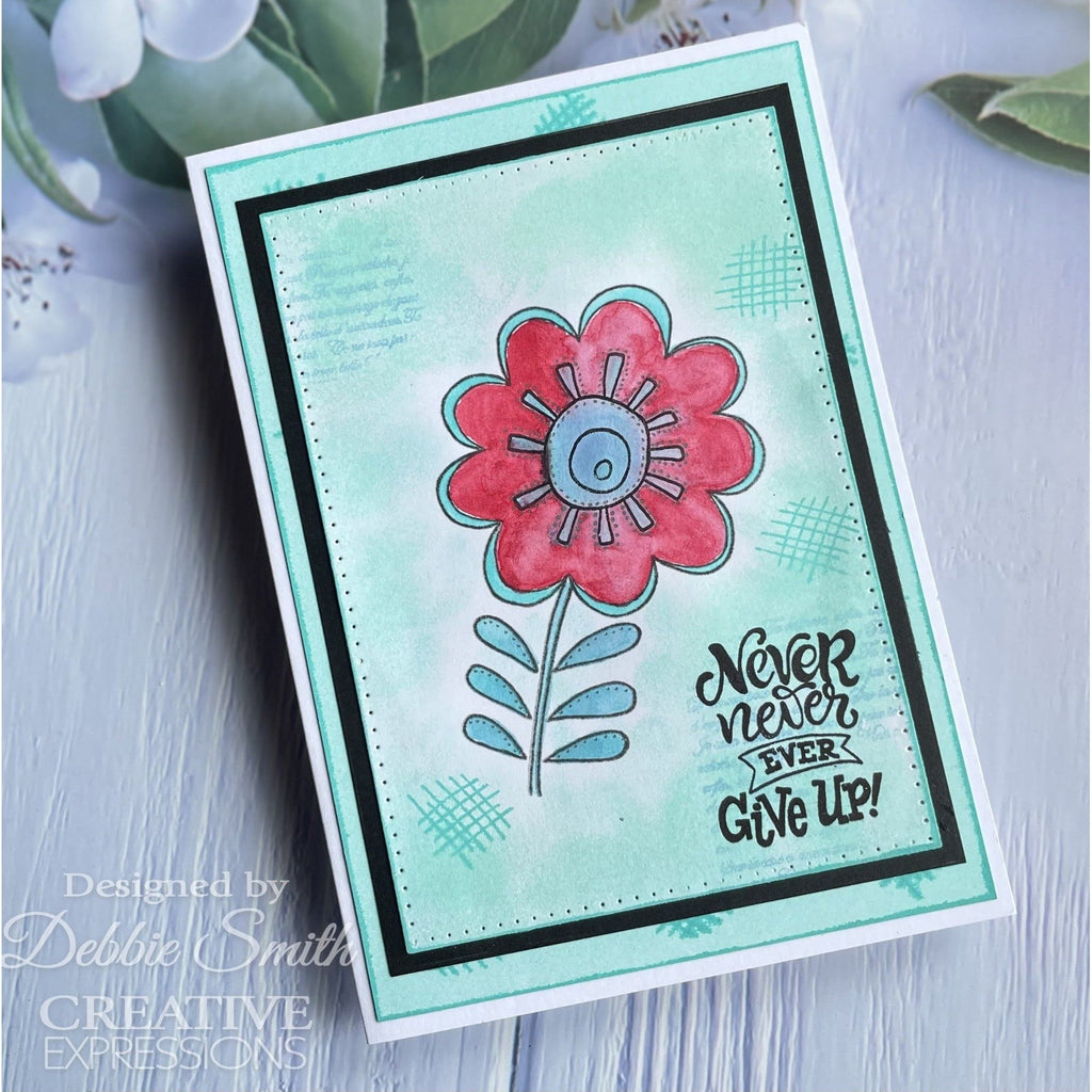 Woodware Craft Collection Petal Doodles Never Give Up Clear Stamps jgs858 blue 