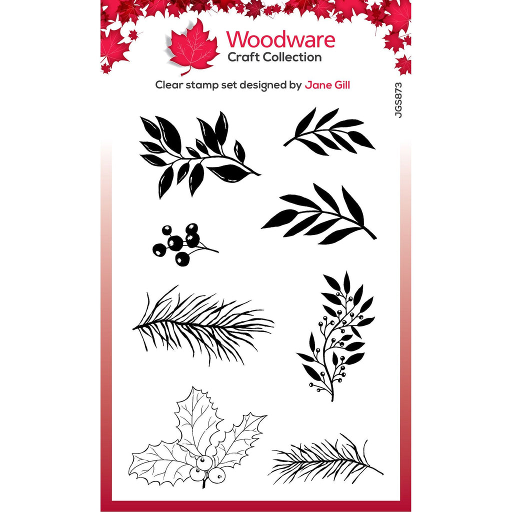 Woodware Craft Collection Paintable Fillers Shapes Leafy Sprigs Clear Stamps jgs873