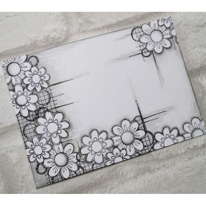 Paper Artsy JOFY Mini 72 Cling Stamp jm72 black and white flower card