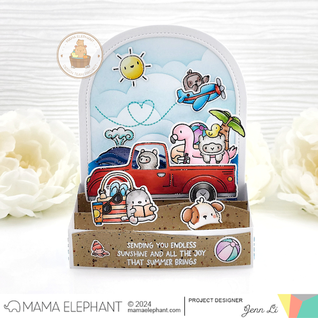 Mama Elephant Deliver Summer Vibes Clear Stamps pop up card