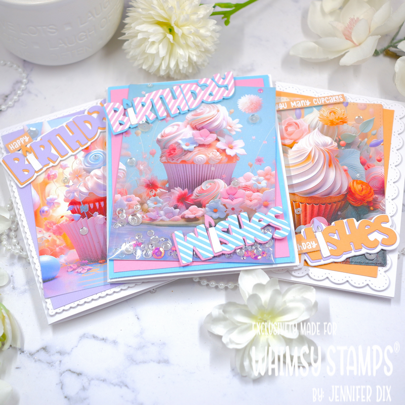 Whimsy Stamps Creative Cupcakes Quick Card Fronts Papers wsqcf-14 pastel