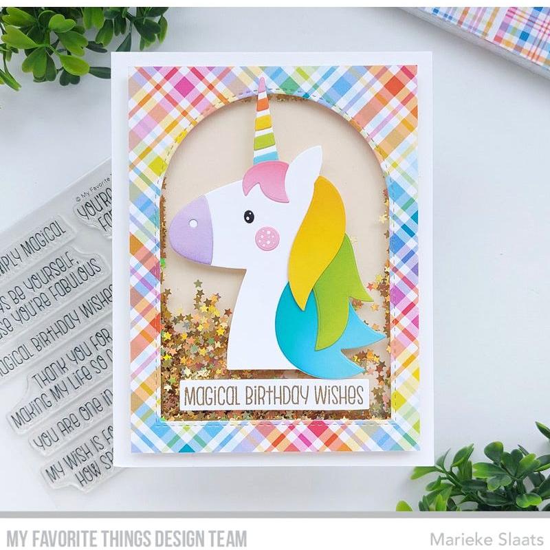 My Favorite Things One in a Unicorn Clear Stamps cs800 shaker card