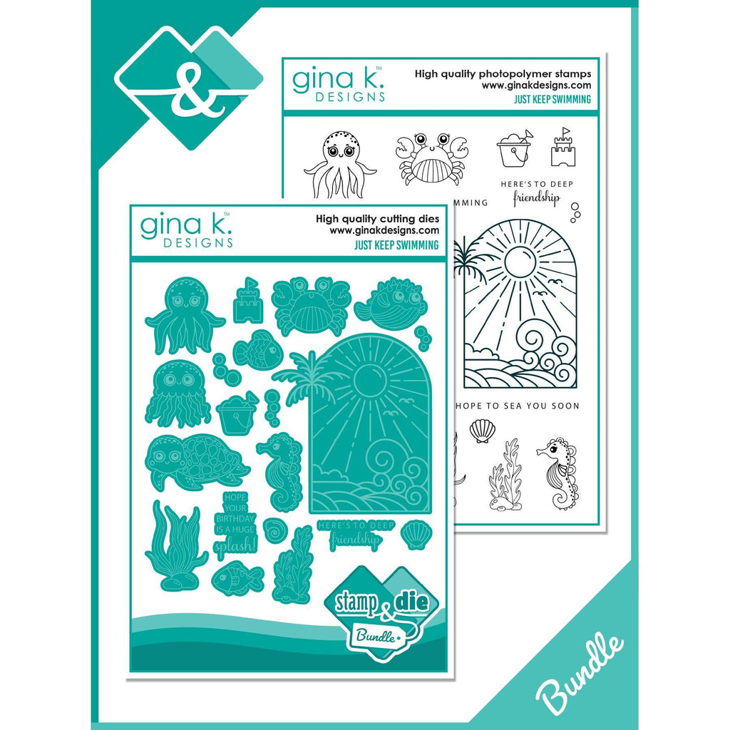 Gina K Designs Just Keep Swimming Clear Stamps and Dies Bundle gkdie0422