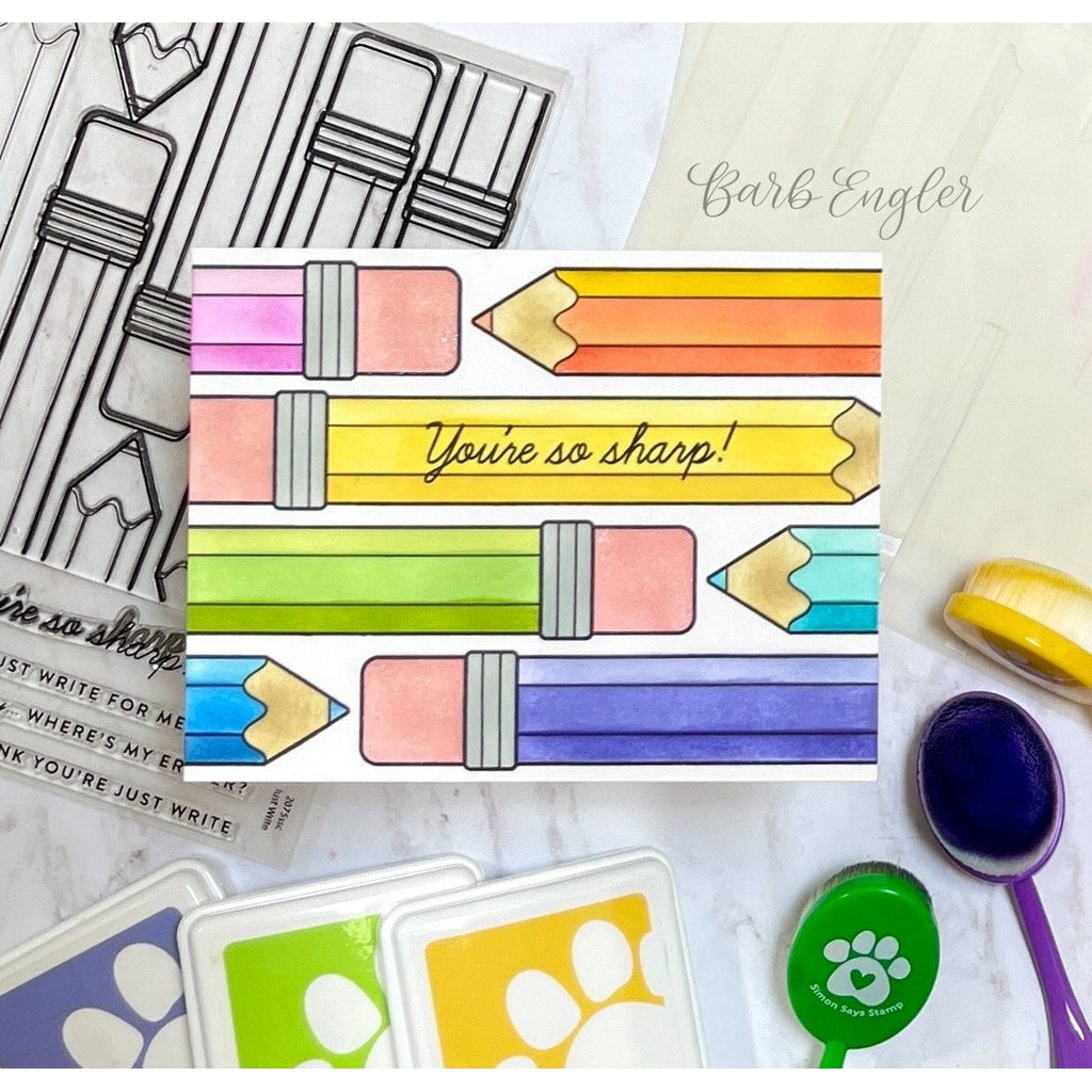 Simon Says Stamp Stencils Just Write Layered Pencils 1045stc Cheering for You Encouragement Card