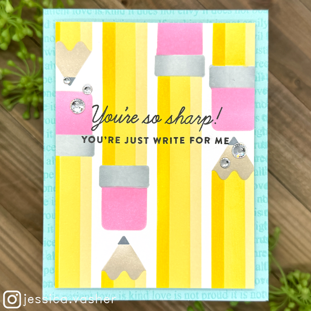 Simon Says Stamp Stencils Just Write Layered Pencils 1045stc Cheering for You Encouragement Card | color-code:ALT02