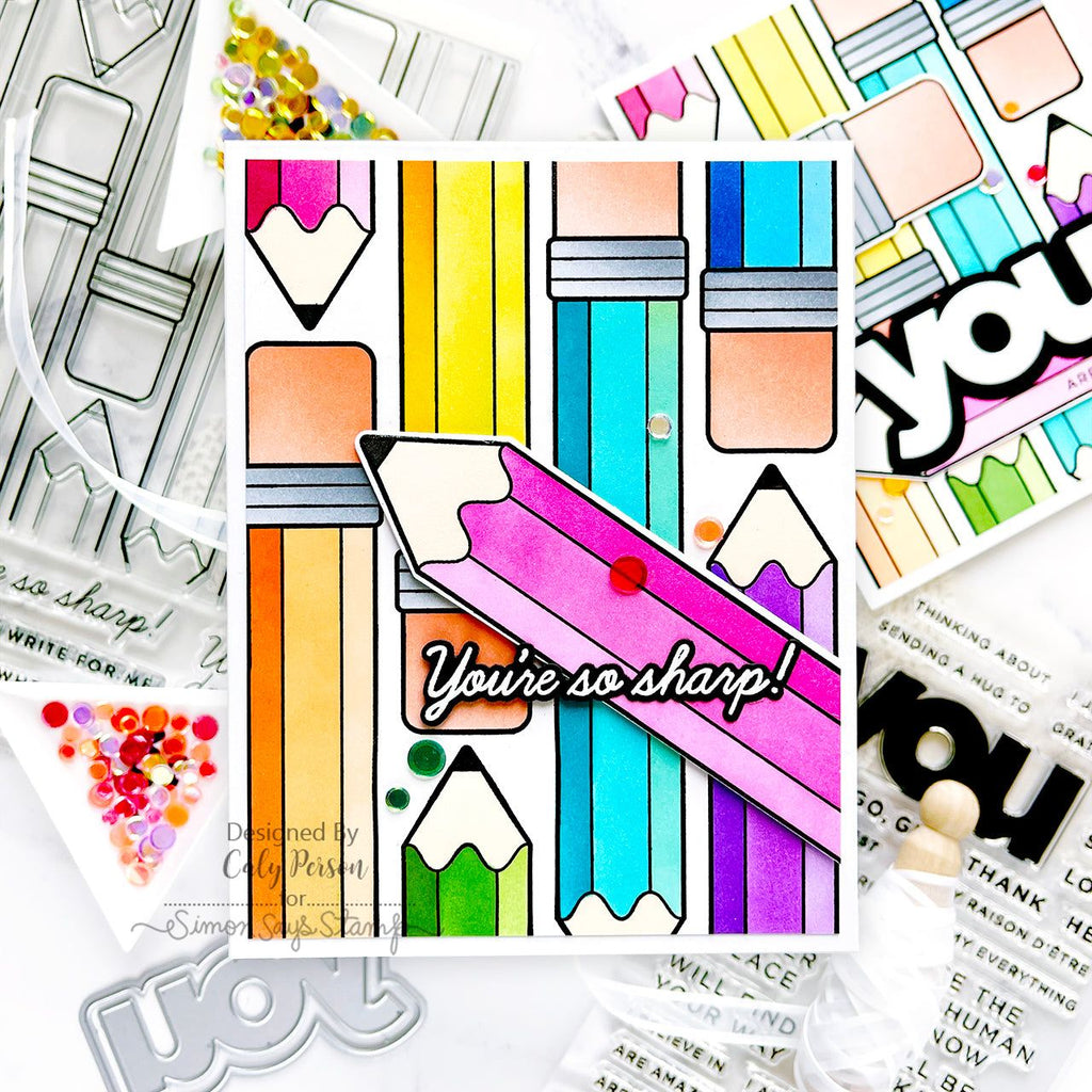 Simon Says Stamp Stencils Just Write Layered Pencils 1045stc Cheering for You Encouragement Card | color-code:ALT03