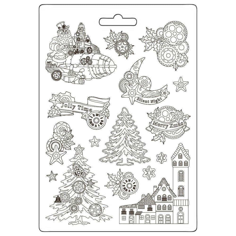 Stamperia Gear Up For Christmas Trees And Elements Soft Mold A4 k3pta4579