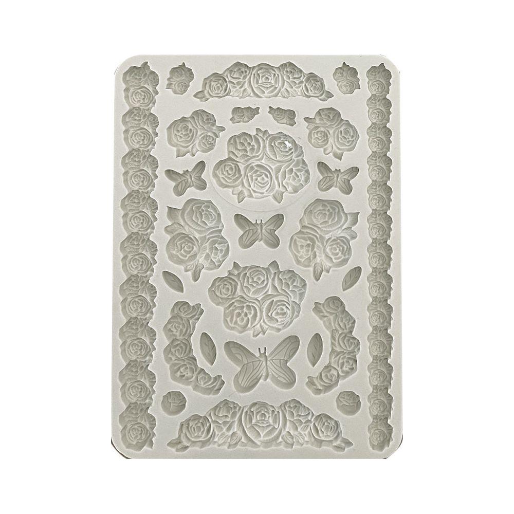 Stamperia Shabby Rose Roses And Butterfly Silicone Mold A5 kacma529