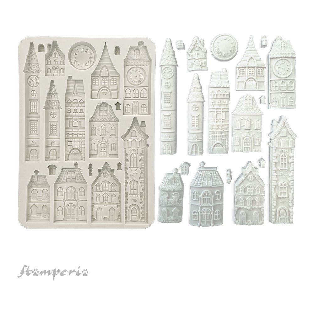 Stamperia Gear Up For Christmas Cozy Houses Silicone Mold A5 kacma531