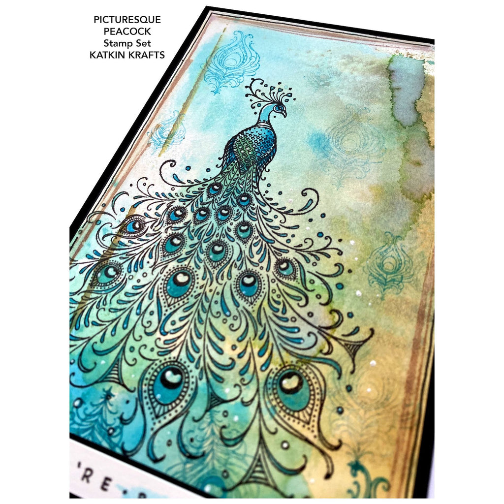 Katkin Krafts Picturesque Peacock Clear Stamps kk0034 plumes