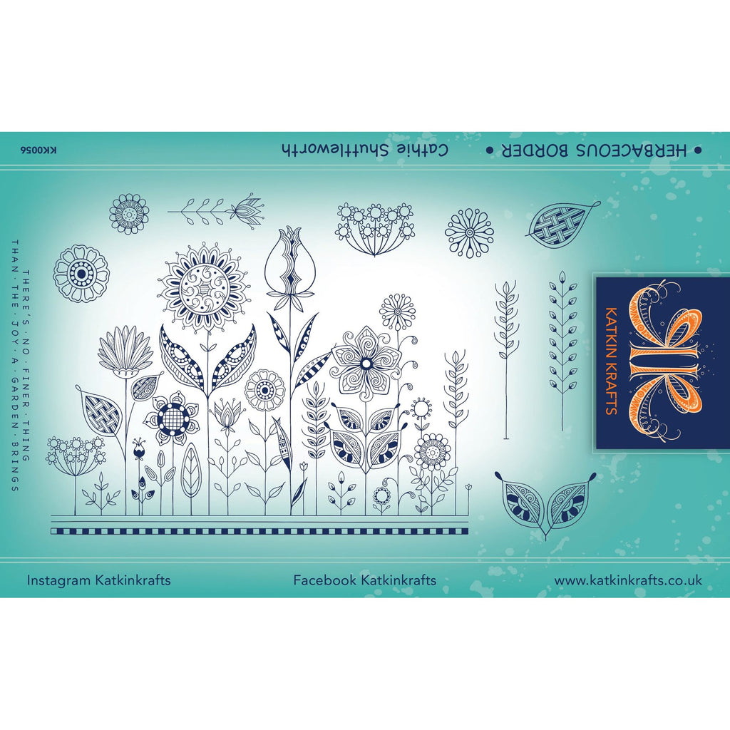 Katkin Krafts Herbaceous Border Clear Stamps kk0056