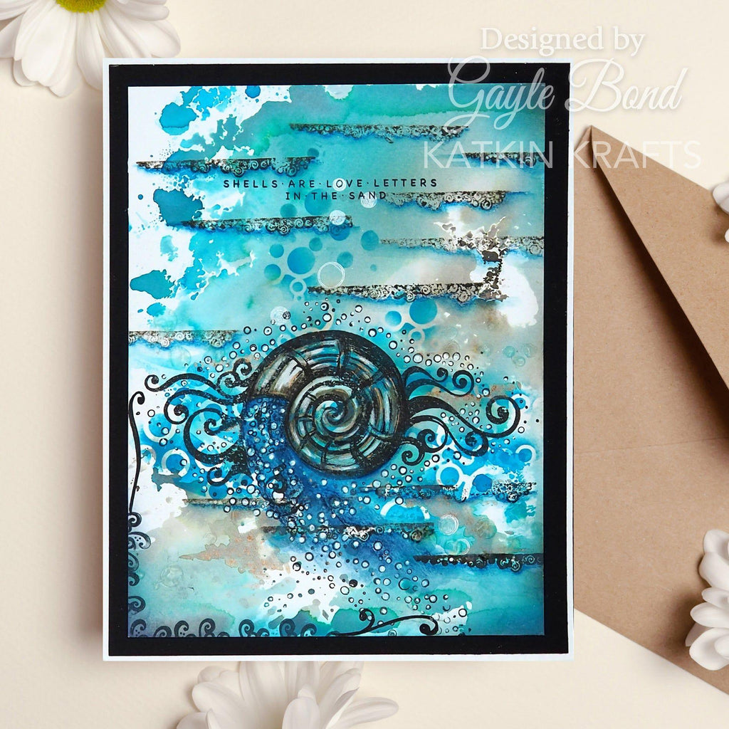 Katkin Krafts Ocean Textures Stencil kkst016 shells are love letters