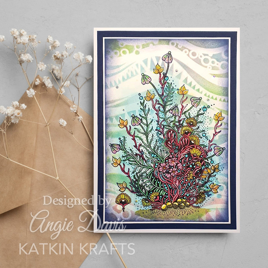 Katkin Krafts Ocean Textures Stencil kkst016 coral reef