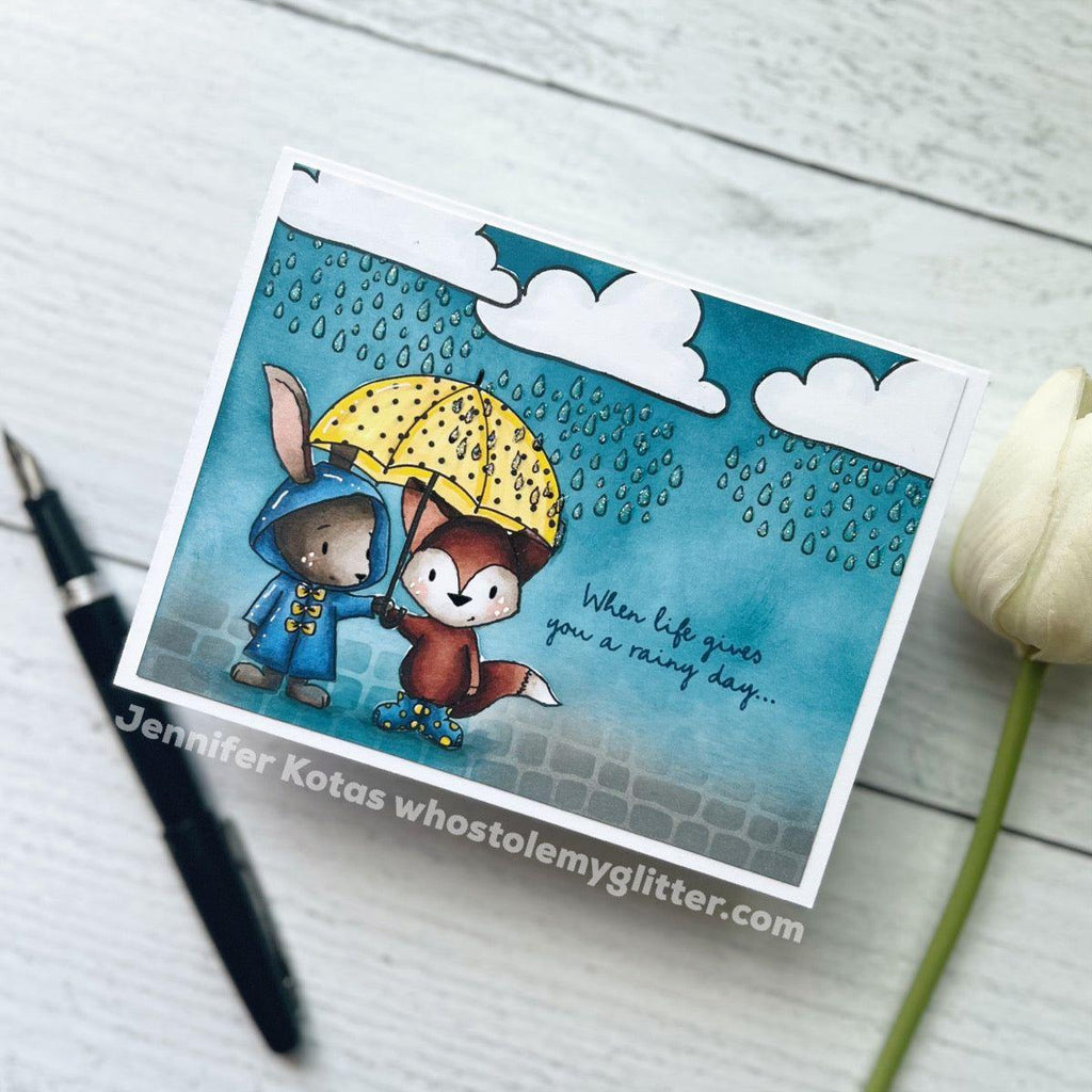 Colorado Craft Company Kris Lauren Dance in the Rain Clear Stamps kl874 raindrops