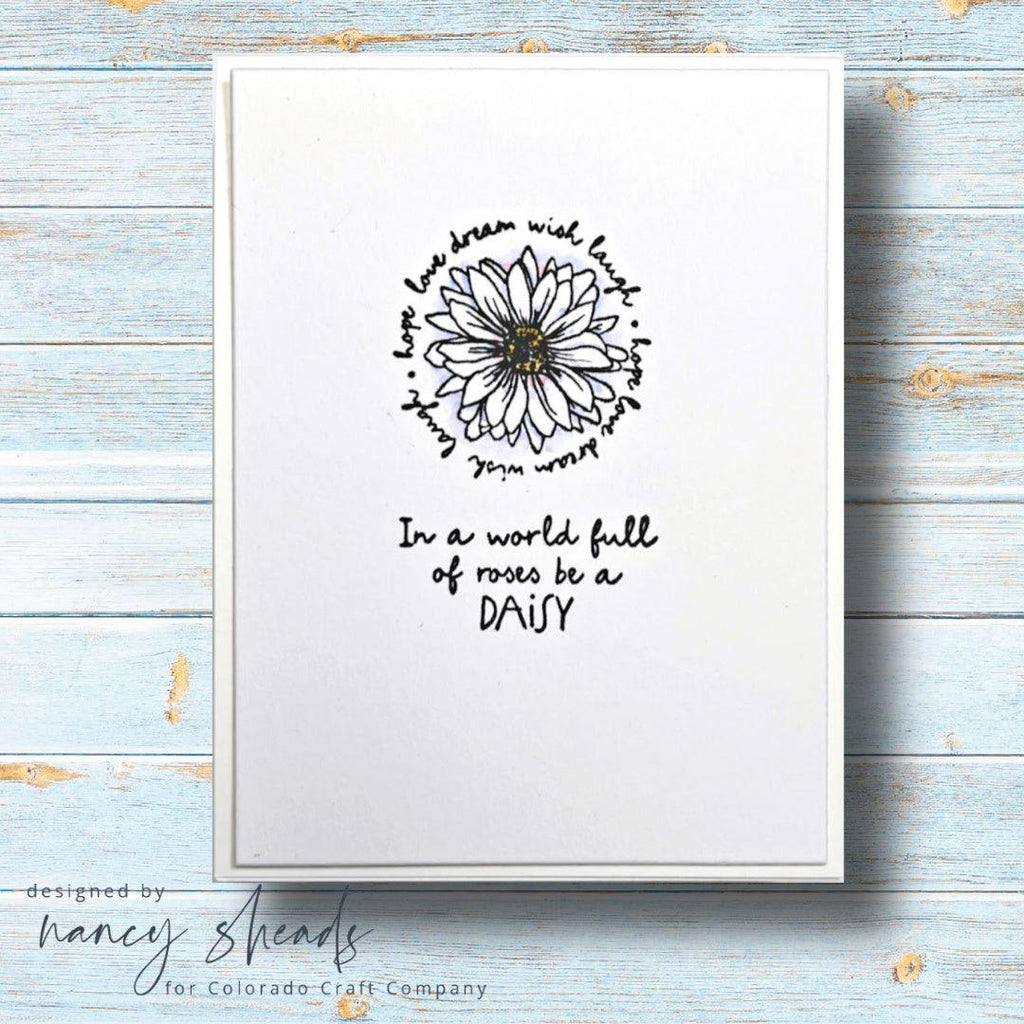 Colorado Craft Company Kris Lauren Daisy Mini Clear Stamps kl878 hope love dream