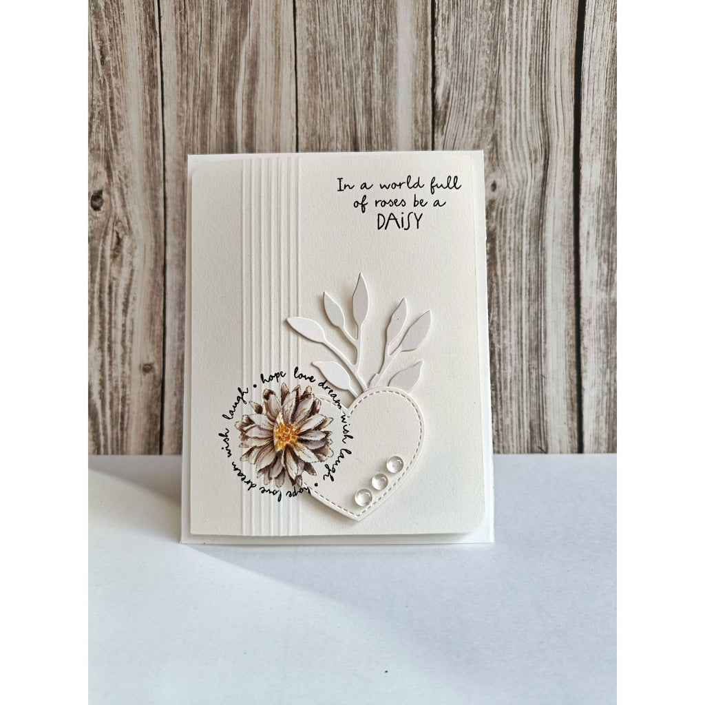 Colorado Craft Company Kris Lauren Daisy Mini Clear Stamps kl878 heart