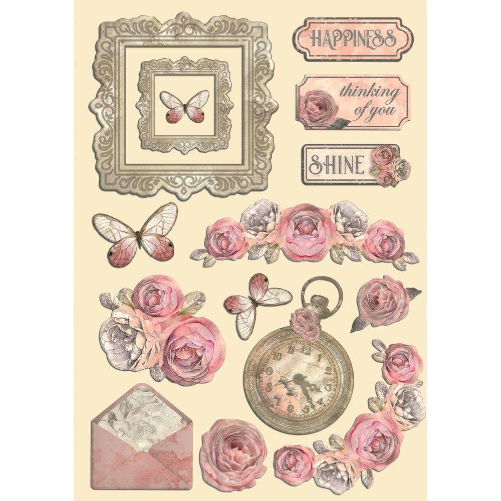 Stamperia Shabby Rose Colored Wooden Shapes A5 klsp161