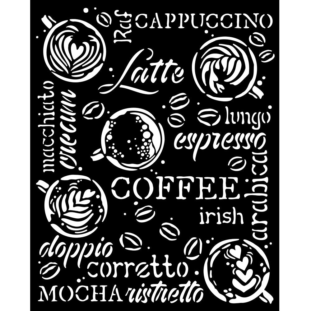 Set Coffee Stencils Drawing Picture Cappuccino Macchiato Latte