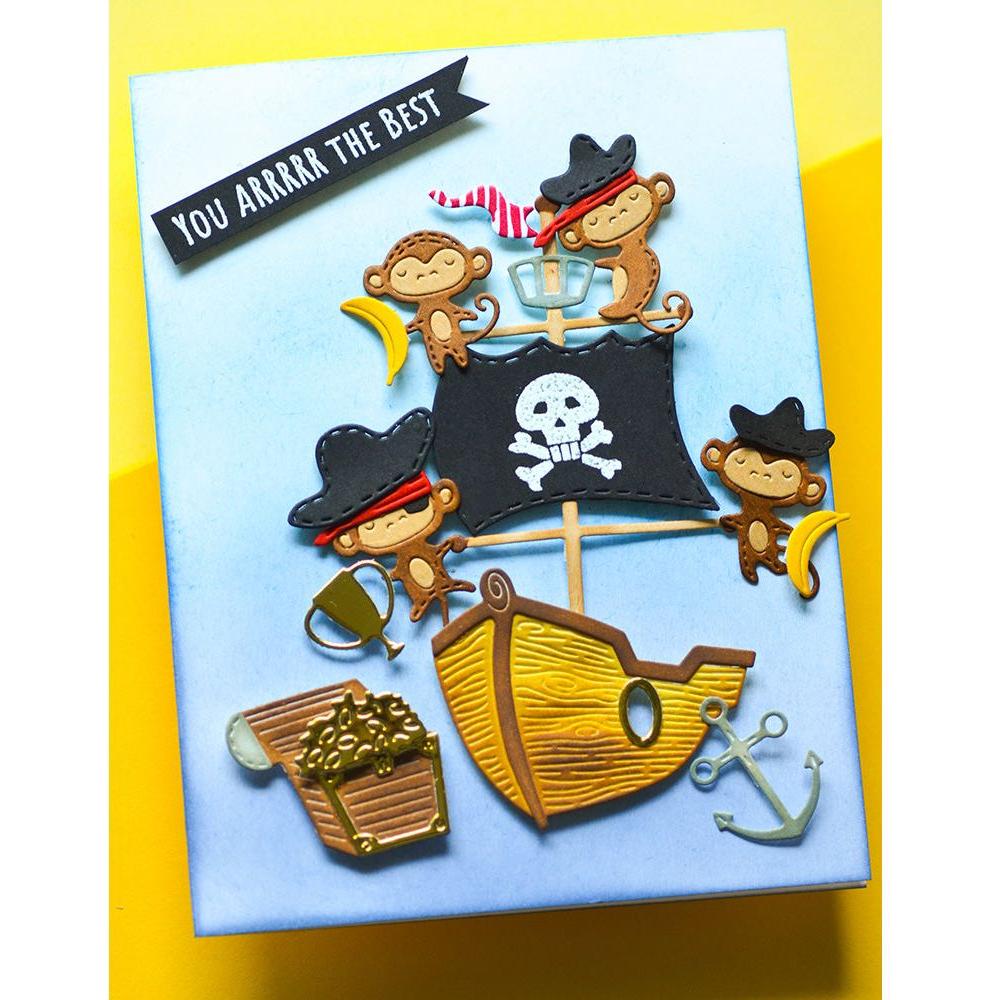 Poppy Stamps Whittle Pirate Monkey Stamp and Die Kit kt002 you arrrrr the best