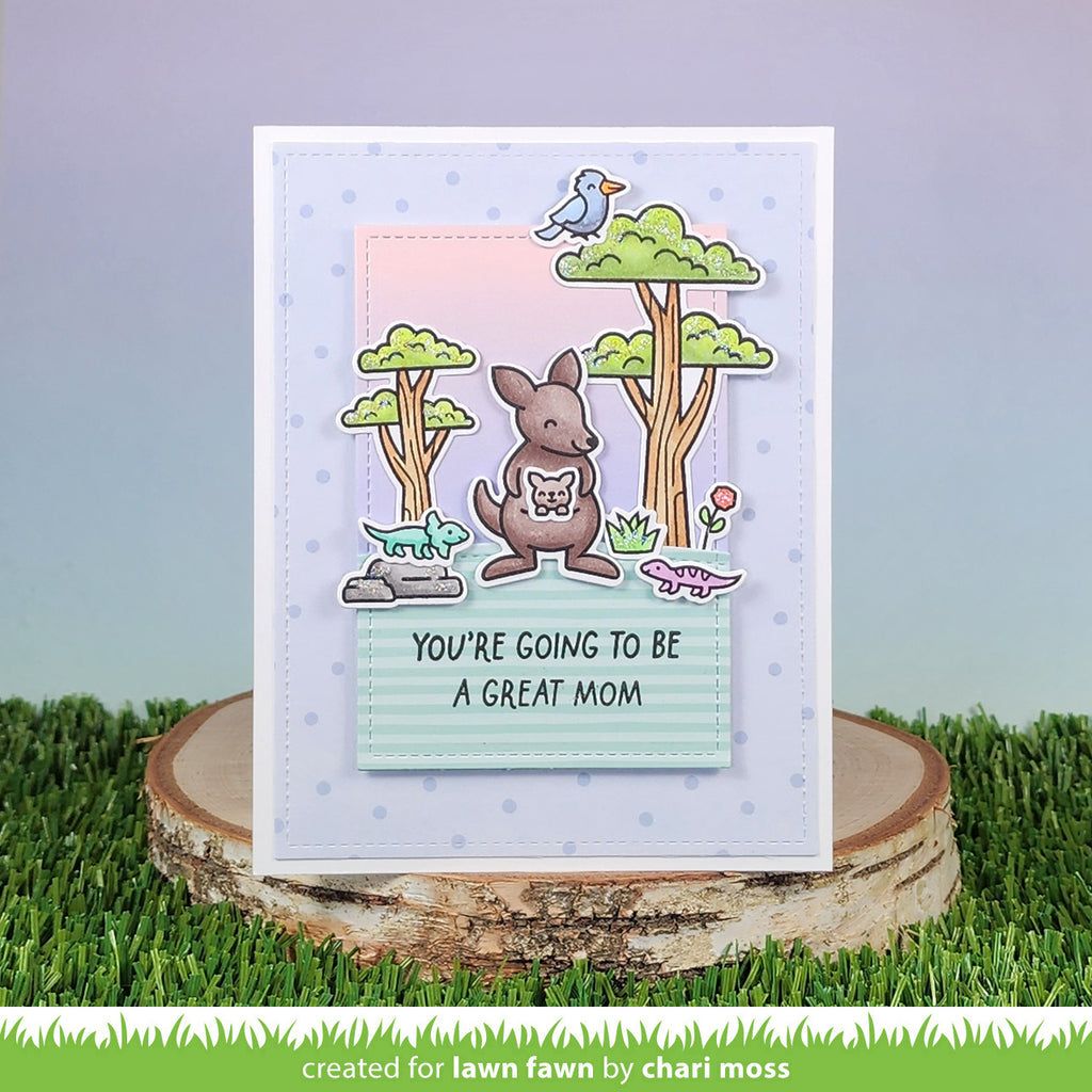 Lawn Fawn Kanga-rrific Baby Sentiment Add-On Clear Stamps lf3348 great mom