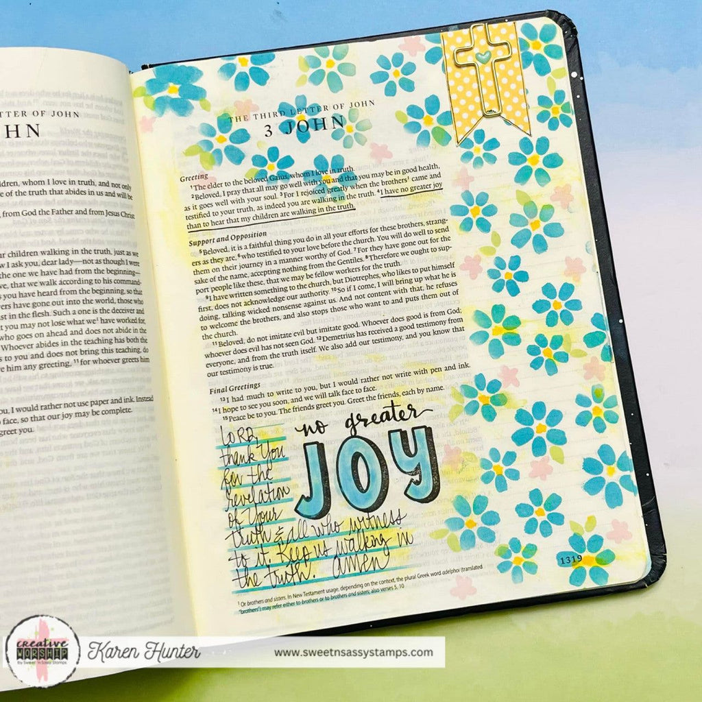 Sweet 'N Sassy Joyful Flowers 6 x 6 Stencil cws-st-24-03 The Greater Joy Bible Journaling