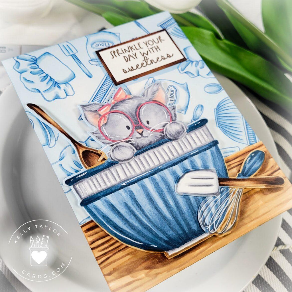 Colorado Craft Company Kris Lauren Bake Me Happy Clear Stamp and Die Set cute kitty