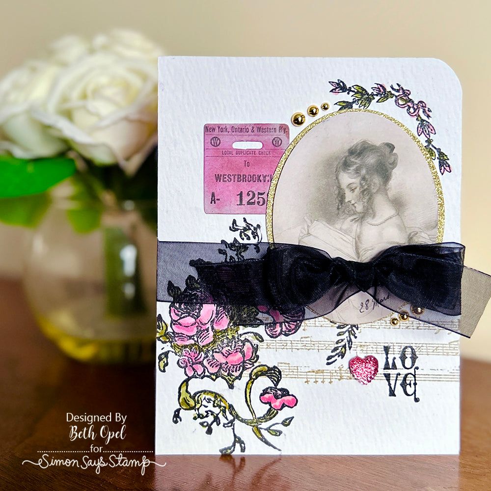 Simon Says Stamp Card Kit of the Month February 2025 Distressed Vintage Notes ck0225 Love Card