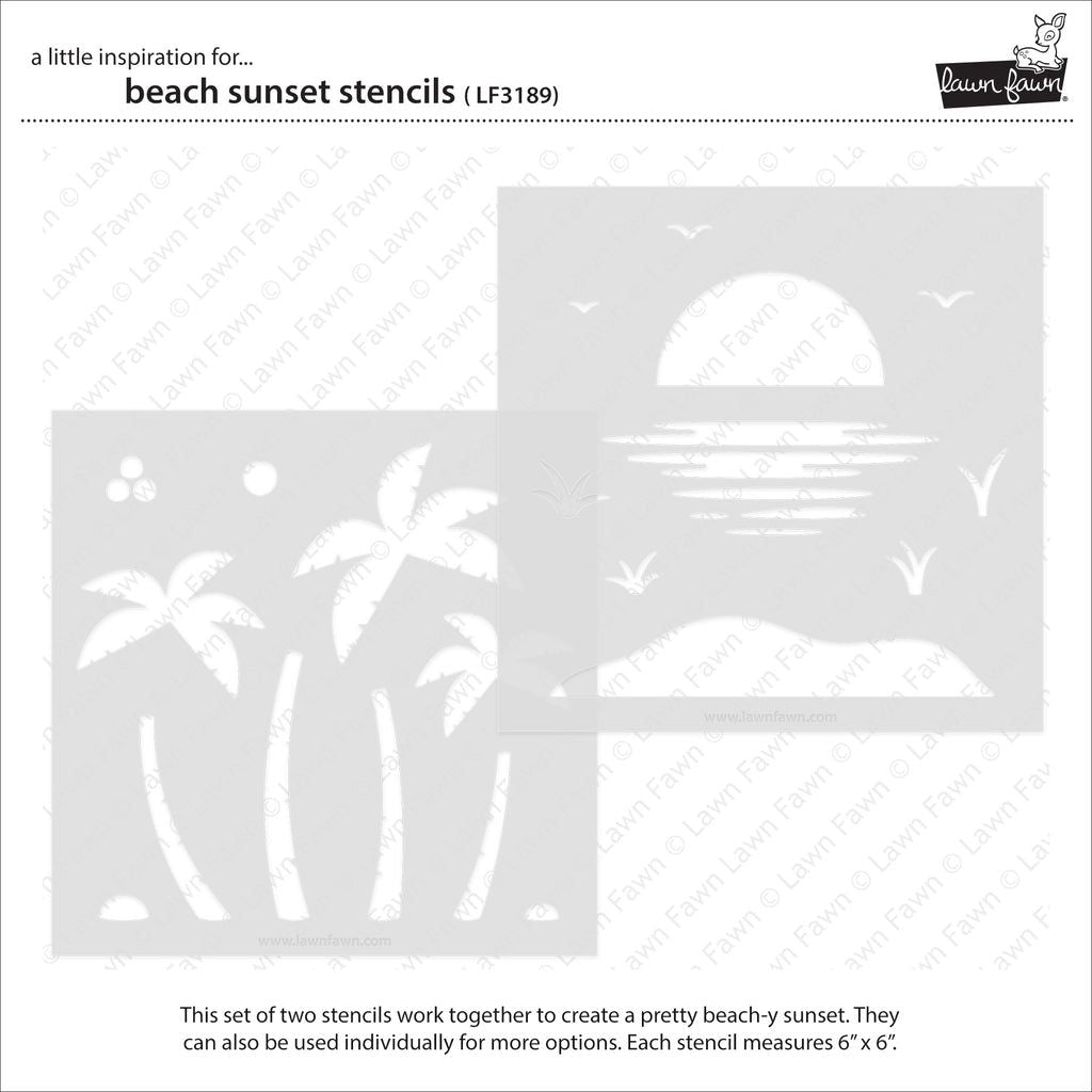 Lawn Fawn Beach Sunset Stencils lf3189 images of each stencil in set