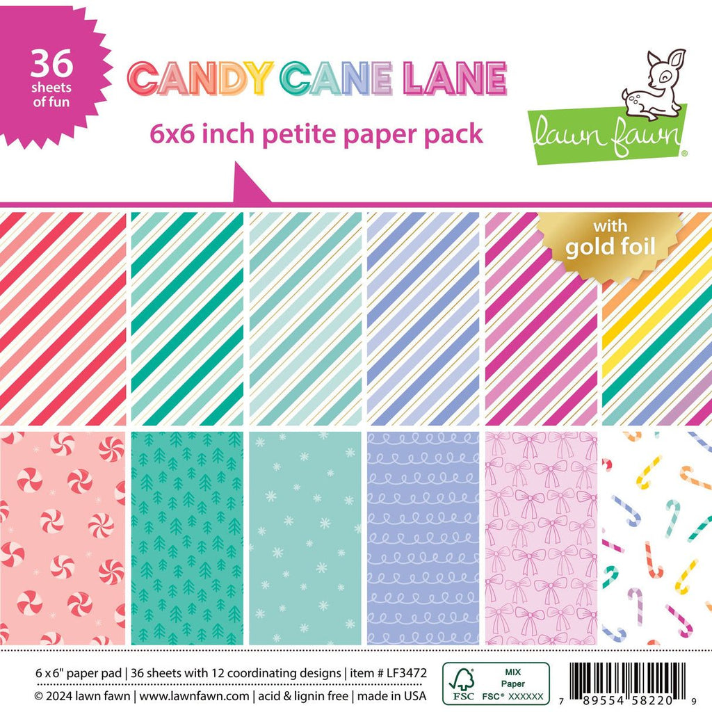 Lawn Fawn Candy Cane Lane 6x6 Inch Petite Paper Pack lf3472